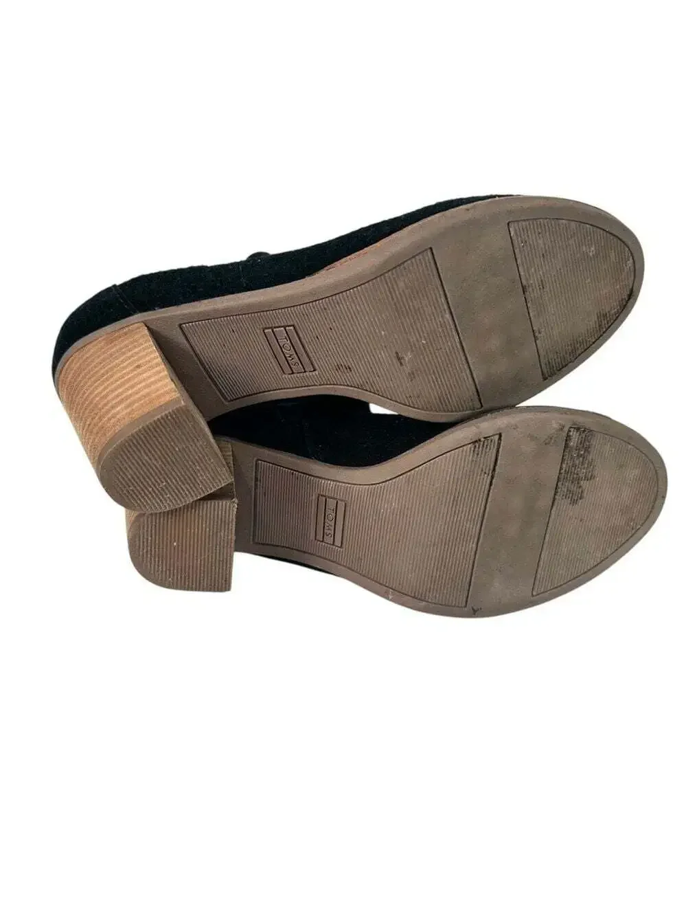 TOMS Majorca Black Suede Perforated Open Toe Booties Womens 7.5 Heels
